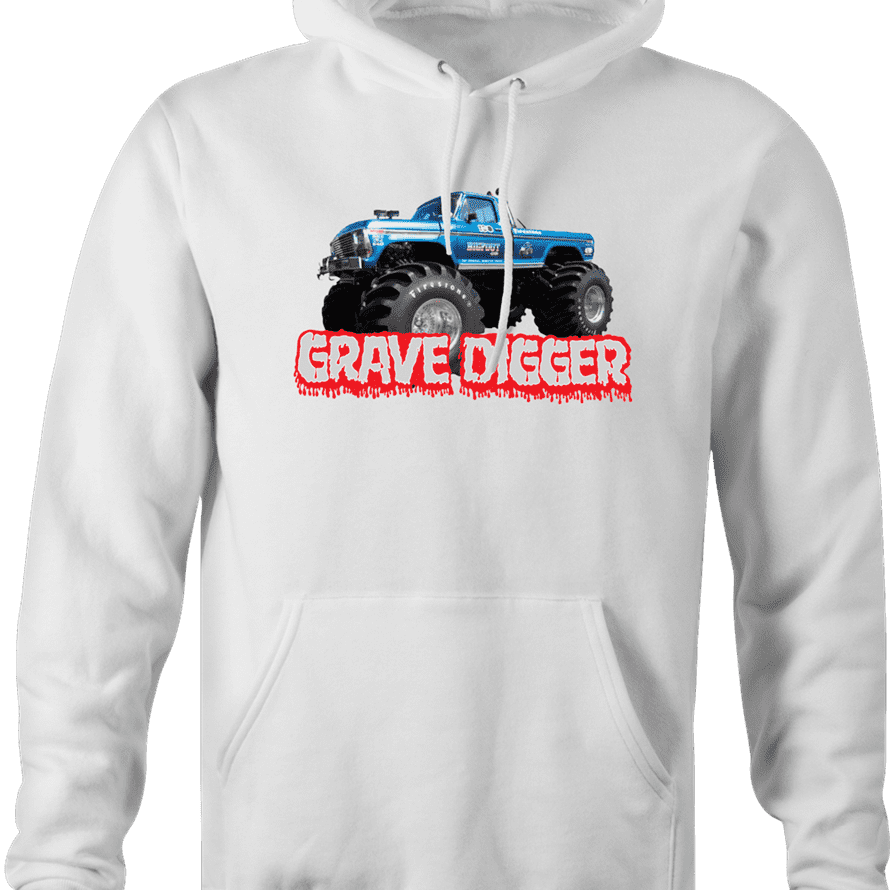 funny misspelled monster truck hoodie men's white