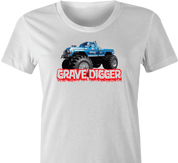 funny misspelled monster truck t-shirt women's white