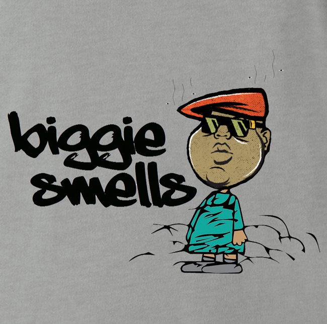 Funny Notorious BIG stinks Biggie Smells Ash Grey T-Shirt