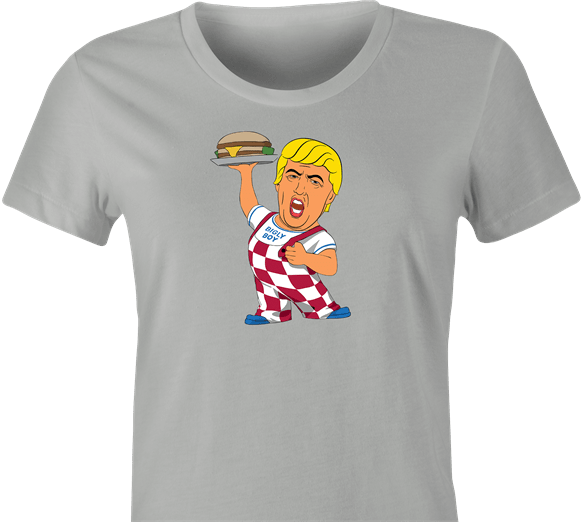 Funny Donald Trump Bigly Boy Parody T-Shirt Women's Ash Grey