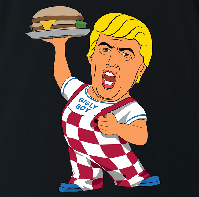 Funny Donald Trump Bigly Boy Parody Black T-Shirt