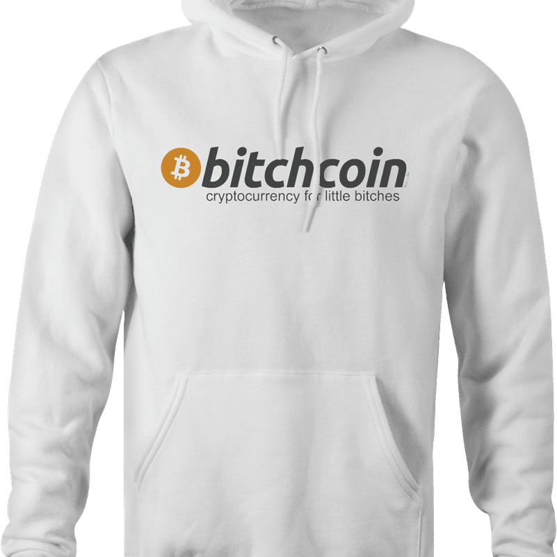 BTC bitcoin b*tchcoin white hoodie