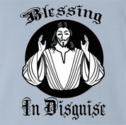 funny religion blessing in disguise light blue t-shirt