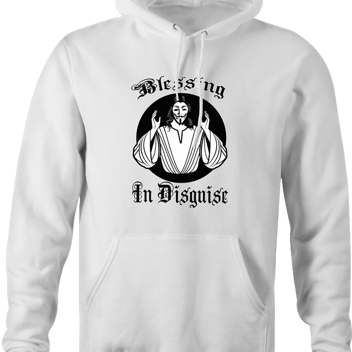 funny religion blessing in disguise hoodie white 