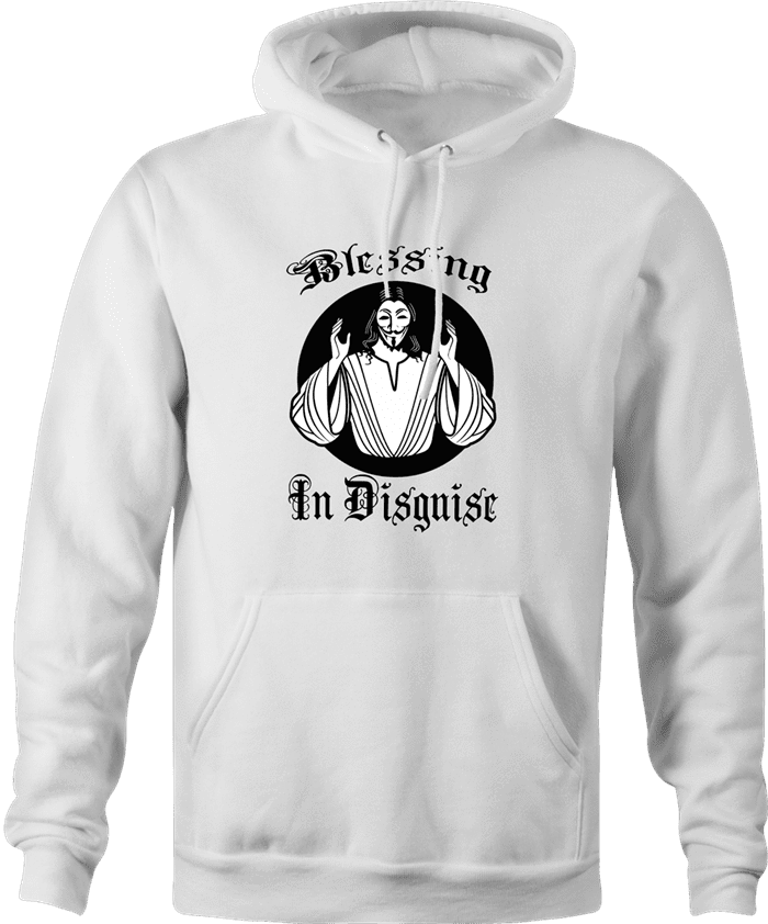 funny religion blessing in disguise hoodie white 