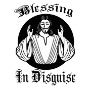 funny religion blessing in disguise white tee