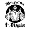 funny religion blessing in disguise white tee
