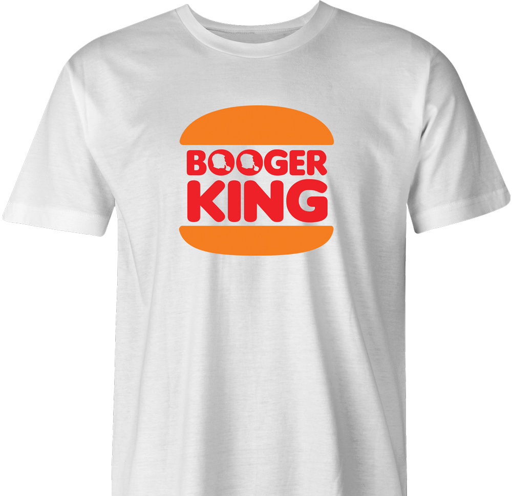 funny booger nose picking hamburger cheeseburger t-shirt men's white