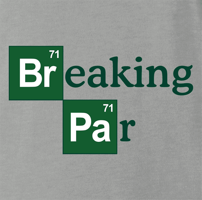 funny periodic table breaking par t-shirt for scratch golfers men's grey