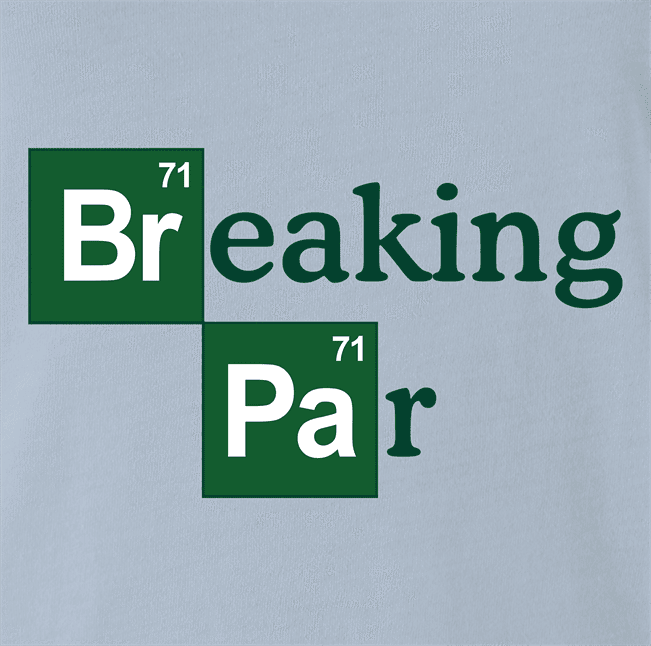 funny periodic table breaking par t-shirt for scratch golfers men's light blue