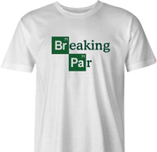 funny periodic table breaking par t-shirt for scratch golfers men's white