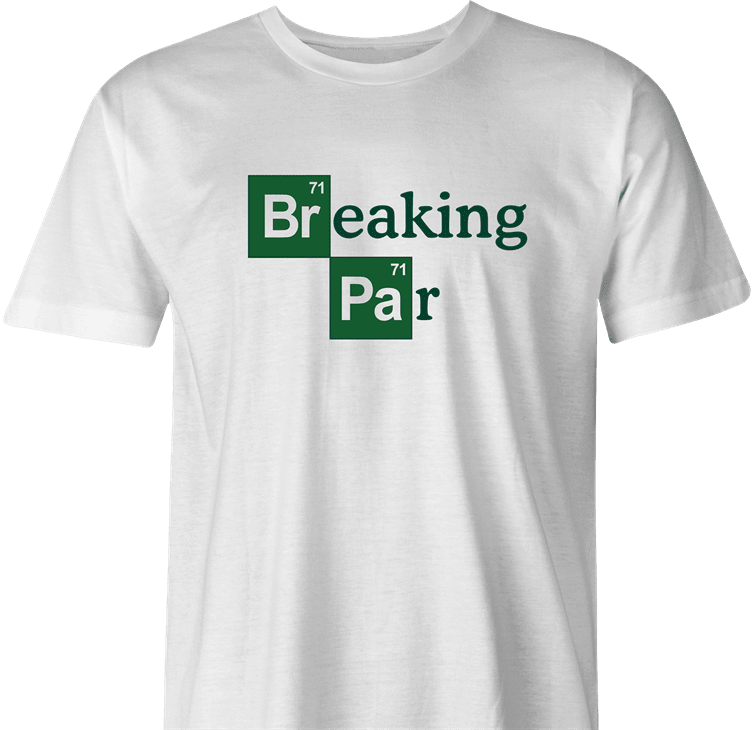 funny periodic table breaking par t-shirt for scratch golfers men's white