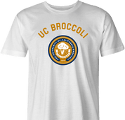 Funny Broccoli U - California University Vegan Mashup Parody White Men's T-Shirt