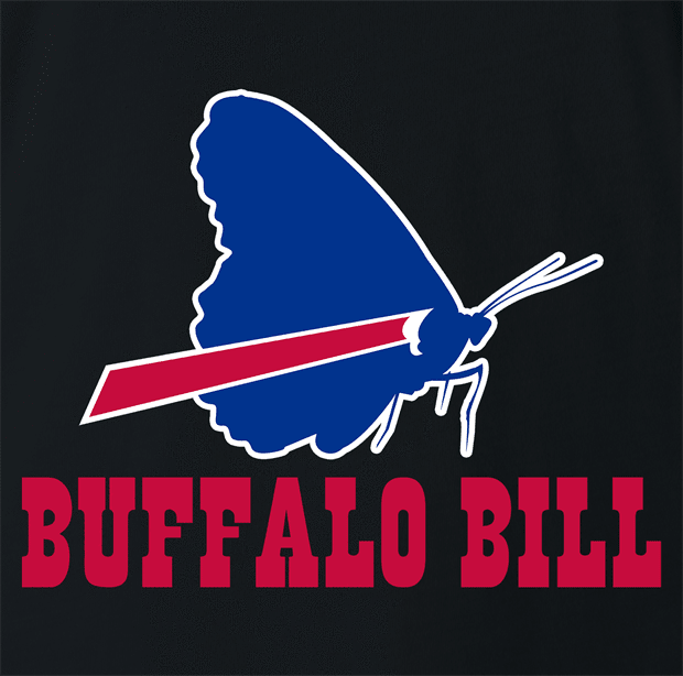 funny Buffalo Bill Silence of the Lambs pro football Mashup men's black t-shirt
