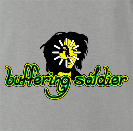 funny Buffering Soldier reggae music men's grey t-shirt 