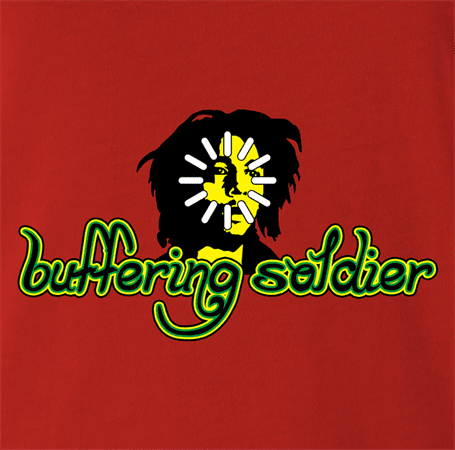 funny Buffering Soldier reggae music men's red t-shirt 