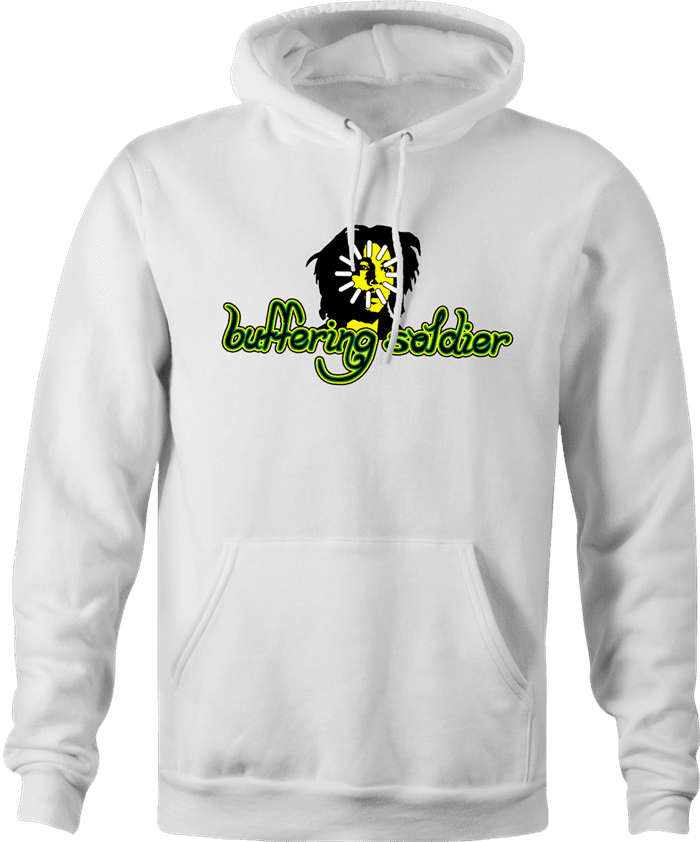 funny Buffering Soldier reggae music men's white hoodie 