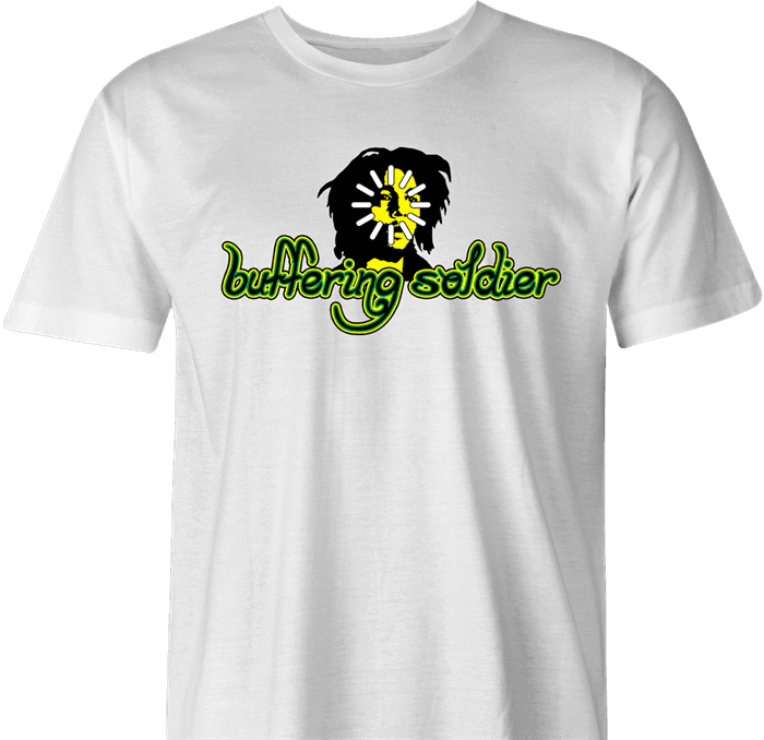 funny Buffering Soldier reggae music men's white t-shirt 