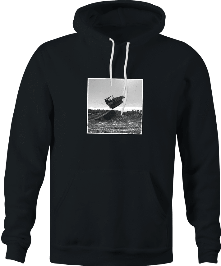 funny Bulldozer Jumping A Ramp Cool black hoodie