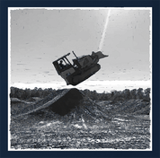 funny Bulldozer Jumping A Ramp Cool Navy t-shirt