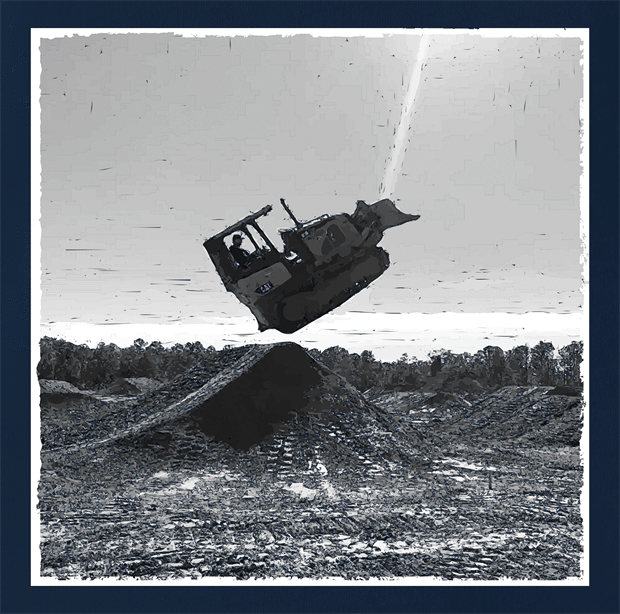 funny Bulldozer Jumping A Ramp Cool Navy t-shirt