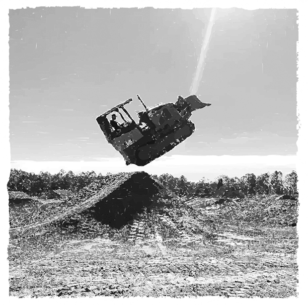 funny Bulldozer Jumping A Ramp Cool white tee