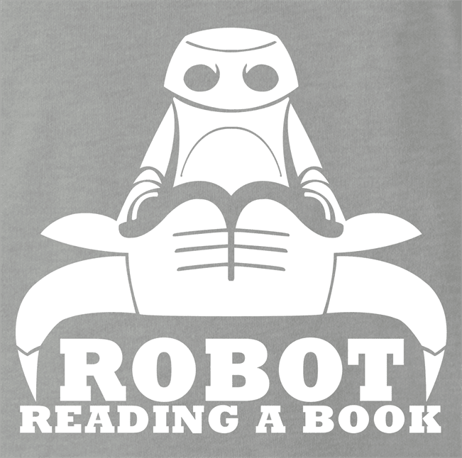 funny Robot Reading A Book Bull Logo Parody Ash Grey t-shirt