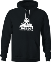 funny Robot Reading A Book Bull Logo Parody black hoodie