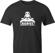 funny Robot Reading A Book Bull Logo Parody men's t-shirt