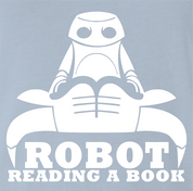 funny Robot Reading A Book Bull Logo Parody Light Blue T-Shirt