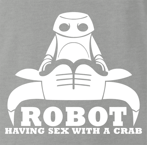 funny Robot having Sex With a Crab Bull Logo Parody Ash Grey t-shirt