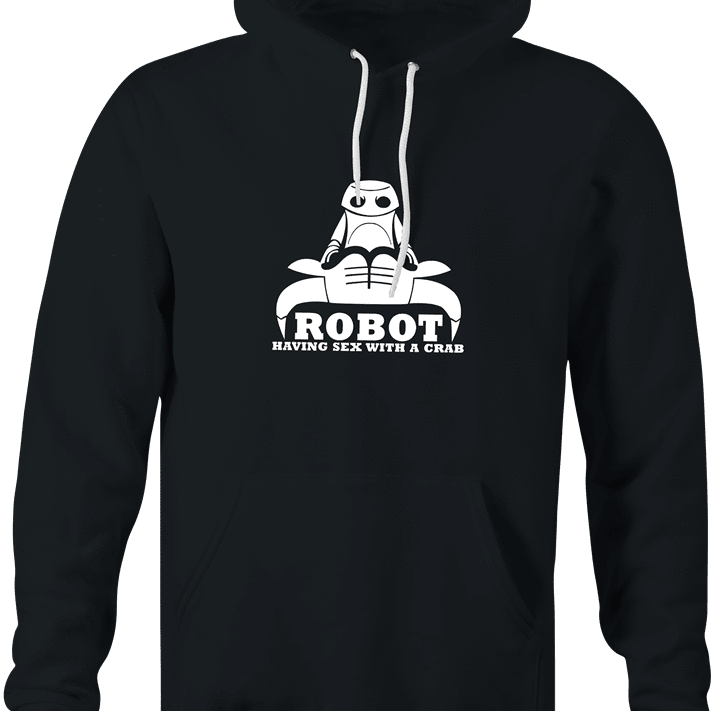funny Robot having Sex With a Crab Bull Logo Parody black hoodie