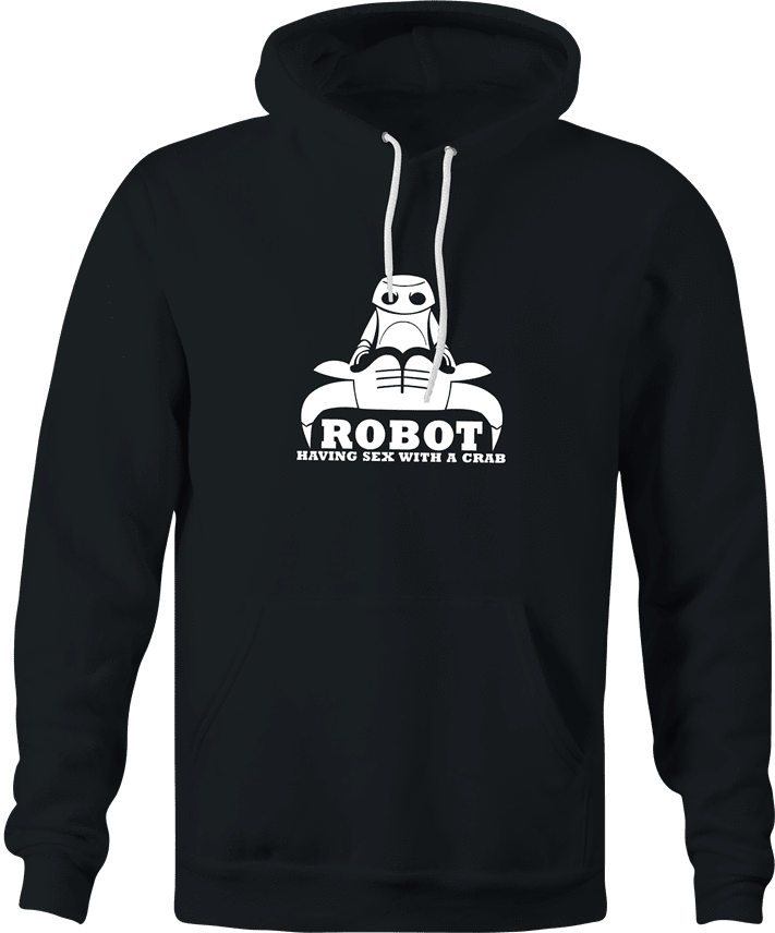 funny Robot having Sex With a Crab Bull Logo Parody black hoodie