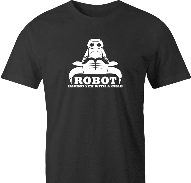 funny Robot having Sex With a Crab Bull Logo Parody men's t-shirt