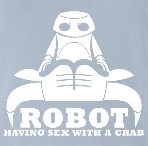 funny Robot having Sex With a Crab Bull Logo Parody Light Blue T-Shirt