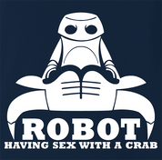 funny Robot having Sex With a Crab Bull Logo Parody Navy t-shirt