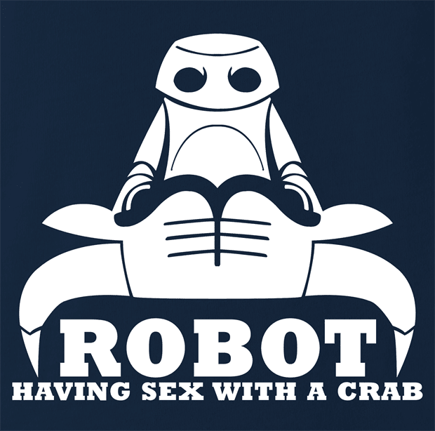 funny Robot having Sex With a Crab Bull Logo Parody Navy t-shirt