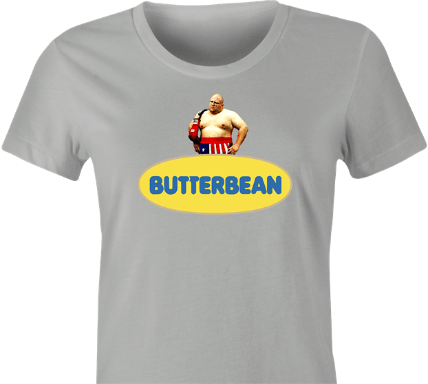 funny Butterbean Heavy Weight Boxer Butterball Mashup t-shirt women's Ash Grey