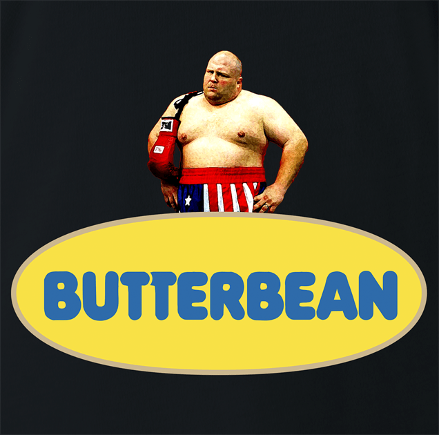 funny Butterbean Heavy Weight Boxer Butterball Mashup black t-shirt