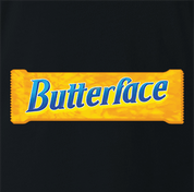 Funny butterface but her face chocolate bar parody men's black t-shirt