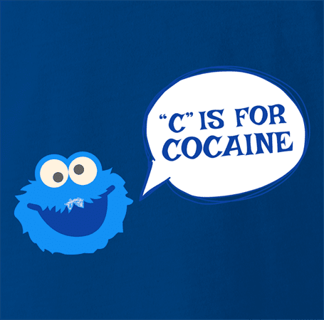 funny C is For Cocaine cookie t-shirt men's royal blue