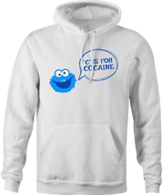 funny C is For Cocaine cookie hoodie men's white 