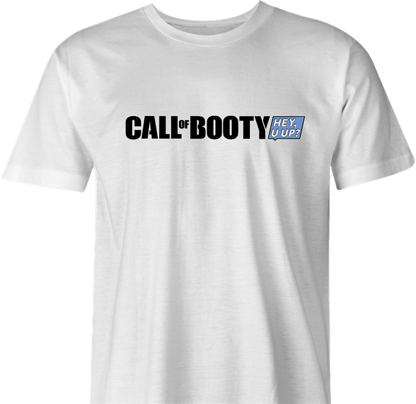 funny Booty Call - Call Of Booty video game Mashup men's white t-shirt