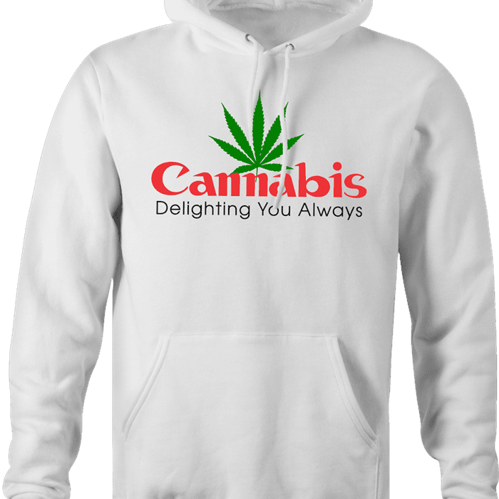 Funny cannabis logo camera parody hoodie white 