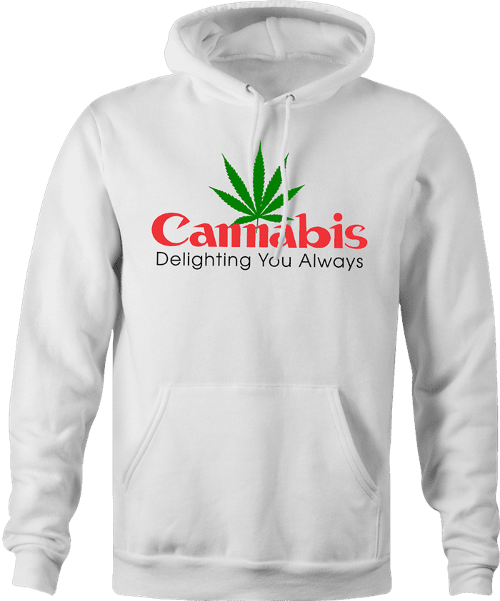 Funny cannabis logo camera parody hoodie white 