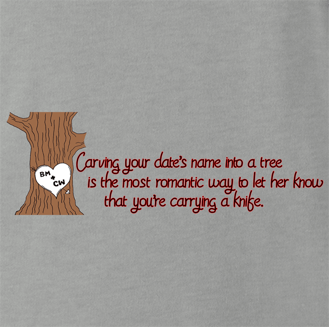 Funny Romantic Carving Names In Tree Parody Ash Grey T-Shirt