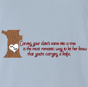 Funny Romantic Carving Names In Tree Parody Light Blue T-Shirt
