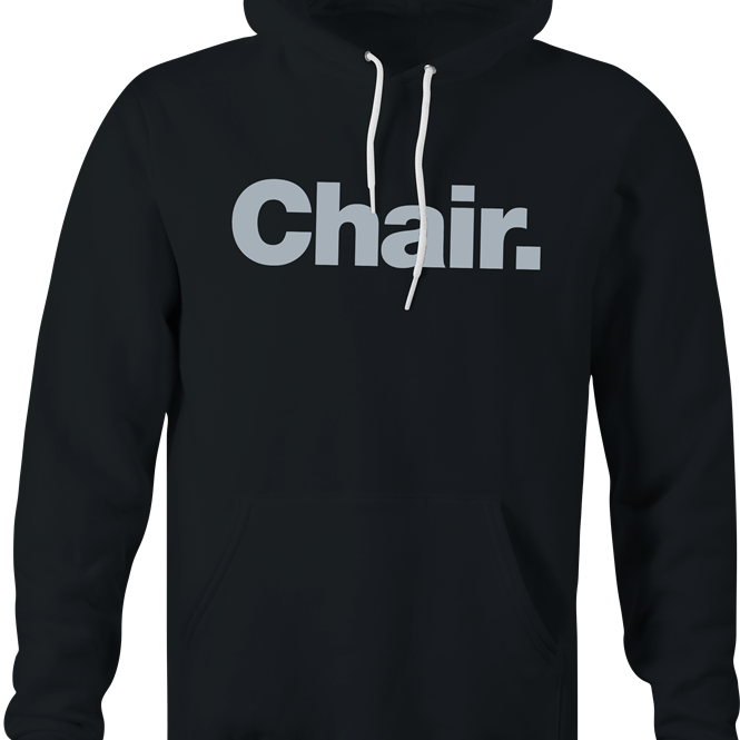 funny men's black chair parody hoodie 