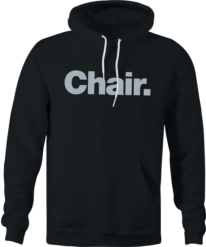 funny men's black chair parody hoodie 