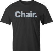 funny men's black chair parody t-shirt 